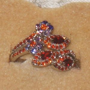 STUNNING RED GARNET AND AMETHYST 925 SILVER RING 8